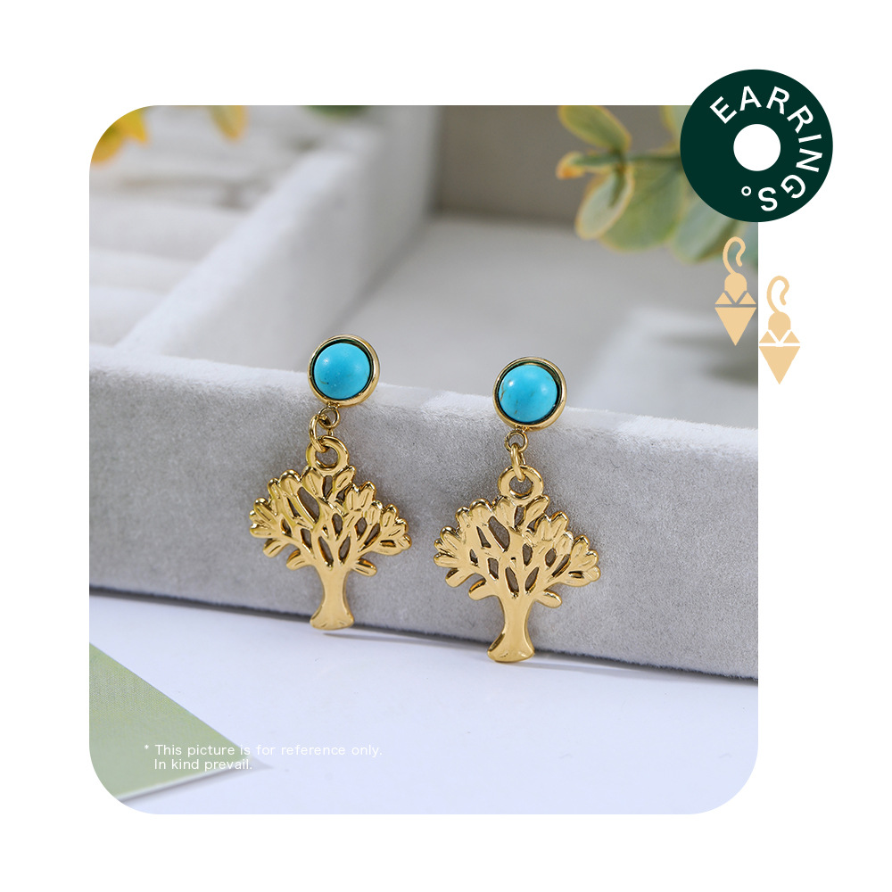 Fashion Leaf Stainless Steel Plating Drop Earrings 1 Pair