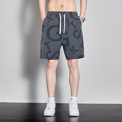 Summer Ice Silk Outerwear Quick-Dry Loose Basketball Pants Five-Finger Casual Sports Shorts for Boys and Teenagers Stylish