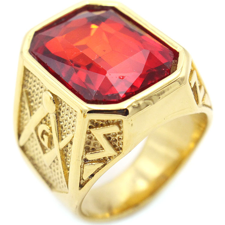 retro golden ring stainless steel with zircon