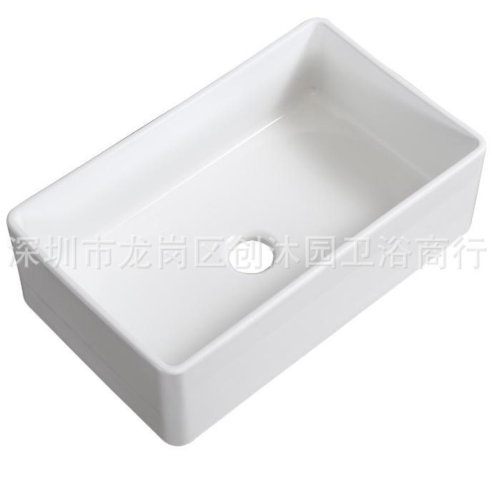 Cocina americana retro fregadero de cerámica de tierra refractaria grande fregadero de un solo tanque blanco versión frontal lavabo empotrado fregadero