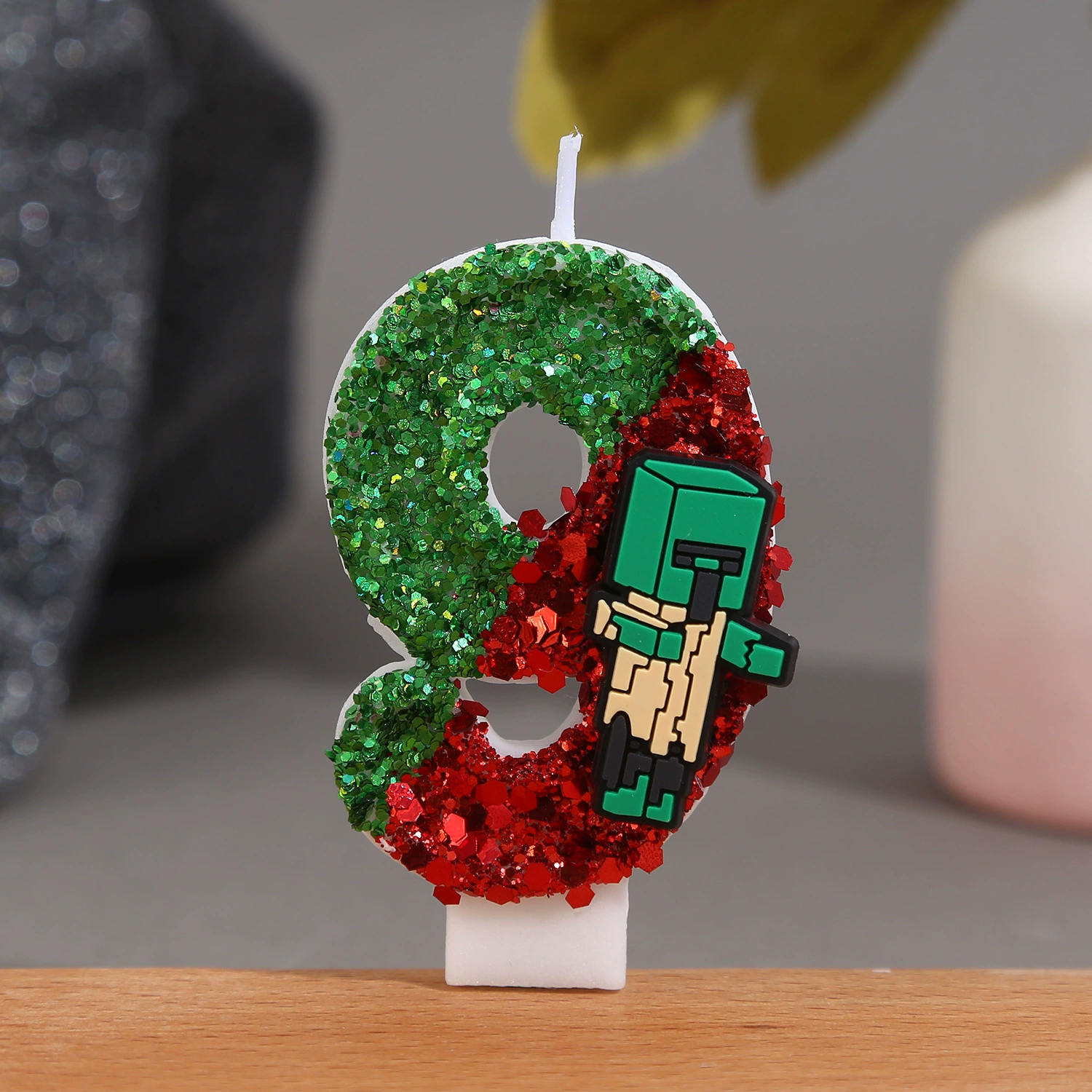 Камины-цифры Майнкрафт креативные мультяшные номера 0-9 ручной работы свечи мальчика день рождения торт украшение оптовый экспорт