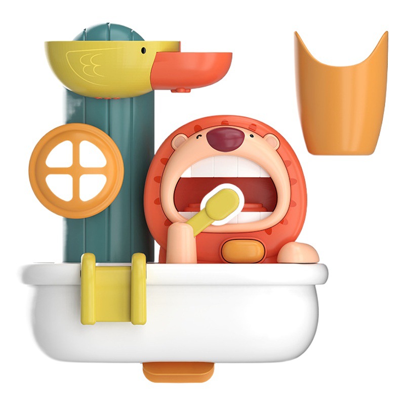 Baño transfronterizo para niños León escupir burbuja transferencia lechón bebé ducha de agua rociado de agua juguetes de baño para niños