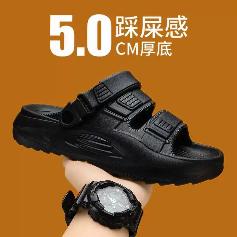 Мужские тапочки, летние домашние нескользящие сандалии на толстой подошве для подростков, пляжные сандалии двойного назначения для спорта и отдыха.