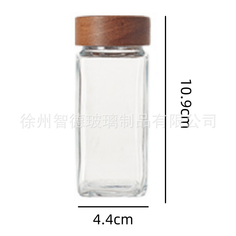 Tarro de condimento cuadrado de 4oz transfronterizo, botella de condimento de pimienta, botella de polvo de pimienta, tarro de condimento de vidrio de 120ml, decoración de relleno