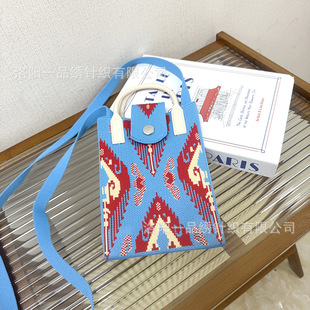 2025 Spring New Cartoon Kitten Mobile Phone Bag Knitted Bag Women's Casual Crossbody Bag Fashionable All-match Bag