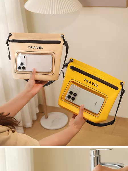 Crossbody waterproof bag for outdoor travel, airtight zipper bag, suitable for swimming, rafting, and the Water Festival, with touch screen capability