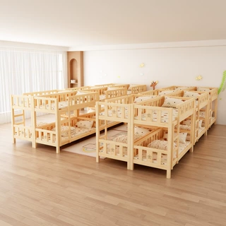 定制幼儿园实木儿童床小学生托管班高低床上下铺午睡双层字母床