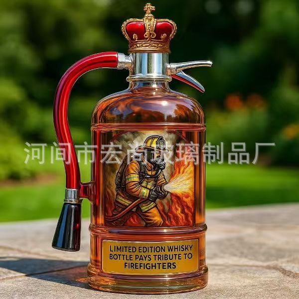 跨境灭火器玻璃酒瓶异形酒瓶创意酒瓶有趣的威士忌酒瓶泡酒瓶加工|undefined