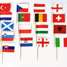 欧洲杯24款国家国旗混装牙签旗蛋糕烘焙木签旗食品装饰万国旗现货