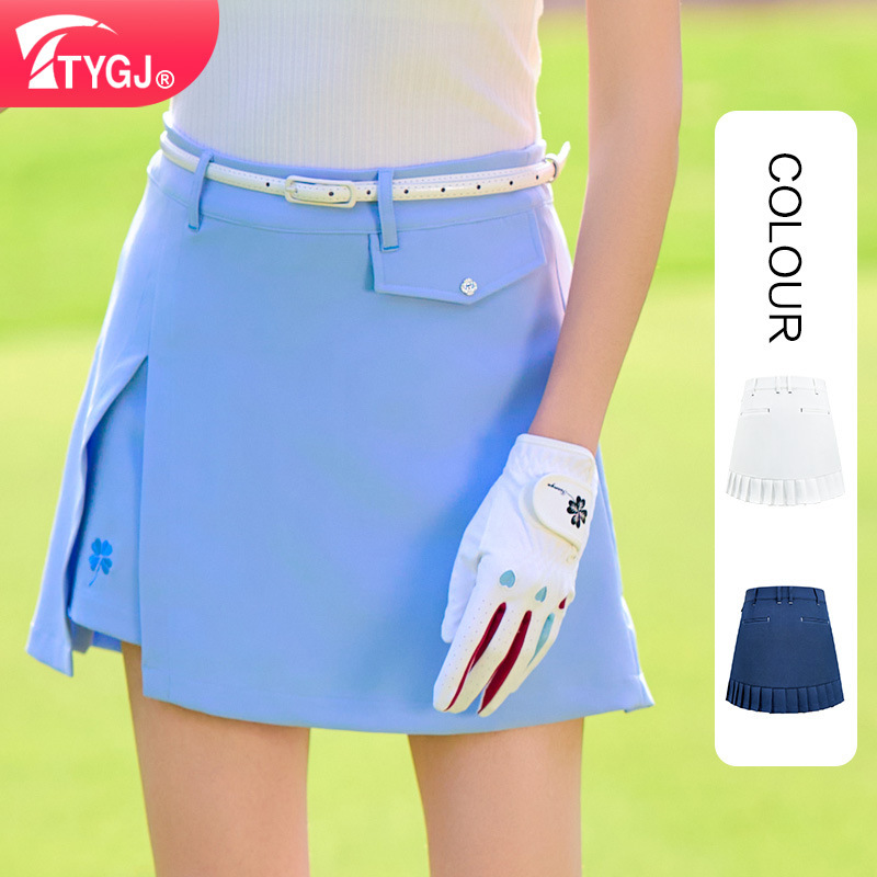 Golf Women's Skirt Anti-Light A- line Split Slim Fit Fake Two-piece A- line Tennis Show Leg Long Half-length Skirt