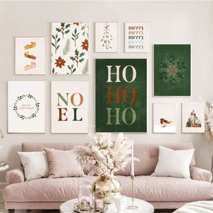 Merry Christmas red Green Christmas theme picture gift snowflake living room bedroom background canvas