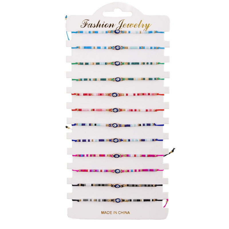 Cross-border Hot Sale New Color Rice Beads Beaded Oil Devil's Eye Turkey Blue Eyes Woven Bracelet suit Cross-border Hot Sale New Color Rice Beads Beaded Oil Devil's Eye Turkey Blue Eyes Woven Bracelet suit