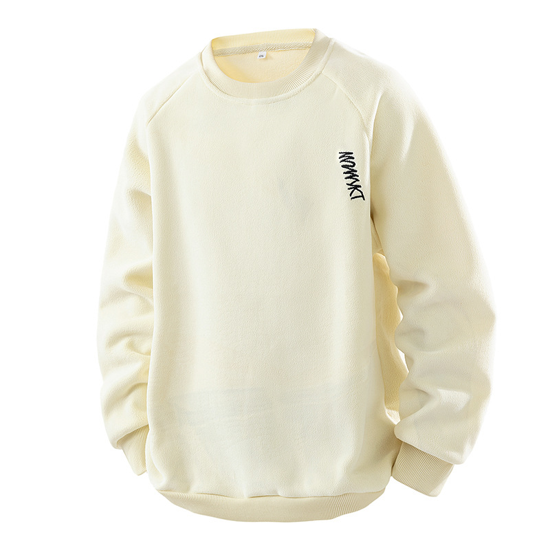 Autumn Winter Fleece Sweatshirt Men, Trendy Brand New Versatile Thickened Pullover Base Shirt For Men_voghion.com