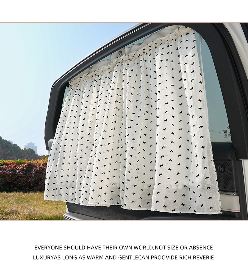 Blue Rain Mesh Double-Layer Car Curtain Retractable Car Sunshade Side Curtain Sun Protection Heat Insulation Car Sunshade