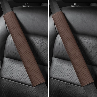 Seat belt shoulder pad, guard extended safety belt protective cover - no-logo-38cm-suede-a-pair-of-mocha-brown-shoulder-pads
