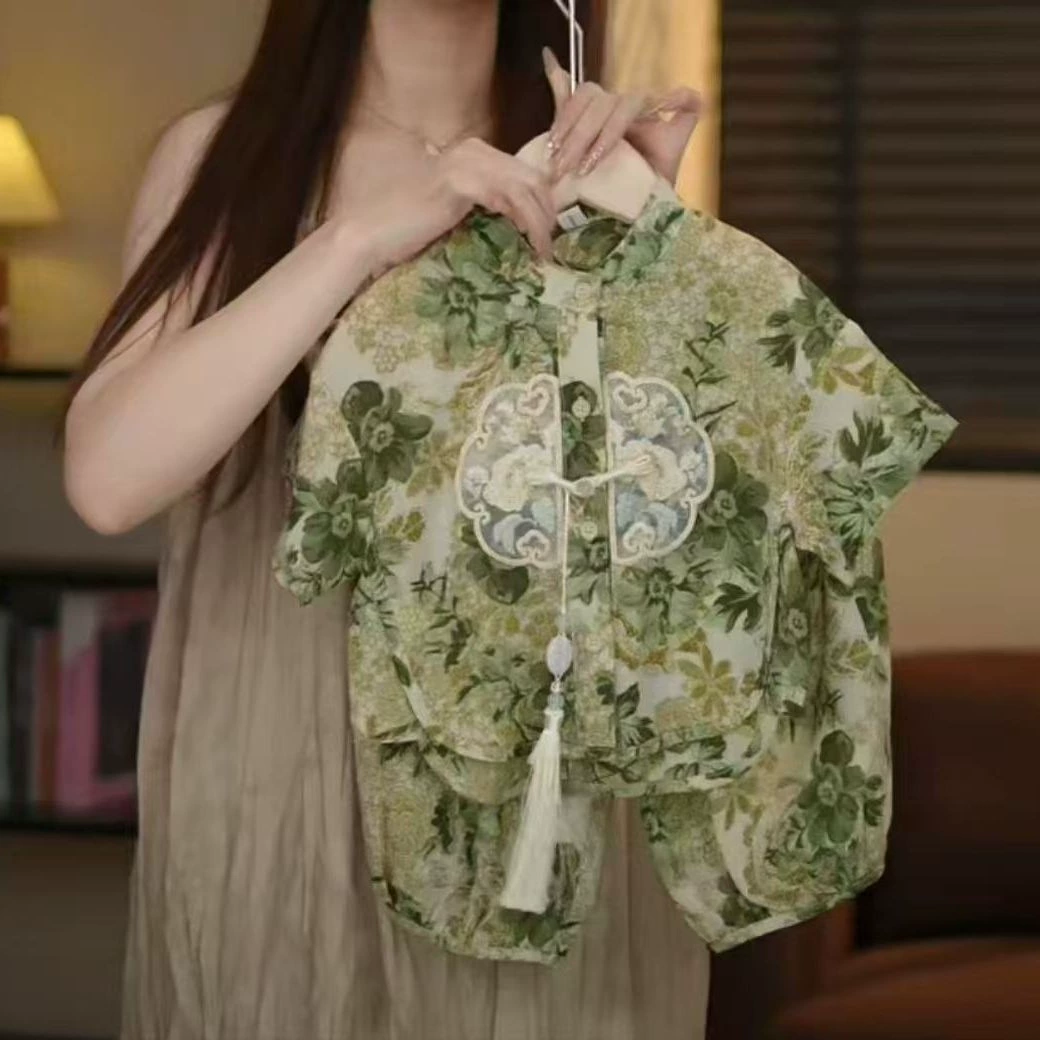 Новый национальный стиль летняя детская рубашка с короткими рукавами