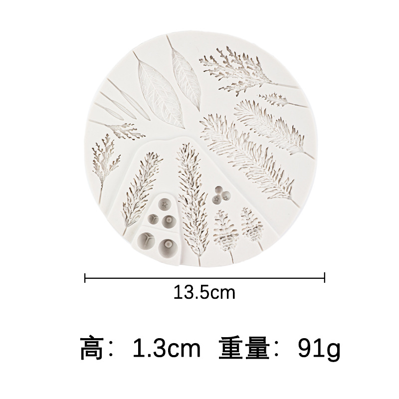 Navidad DIY hojas guirnalda cono de pino guirnalda arcilla fondant cake Edge molde chocolate decorativo Silicona