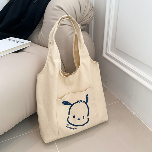 Japanese canvas bag women's new style lazy style simple large capacity niche college shoulder portable casual bag shopping bag