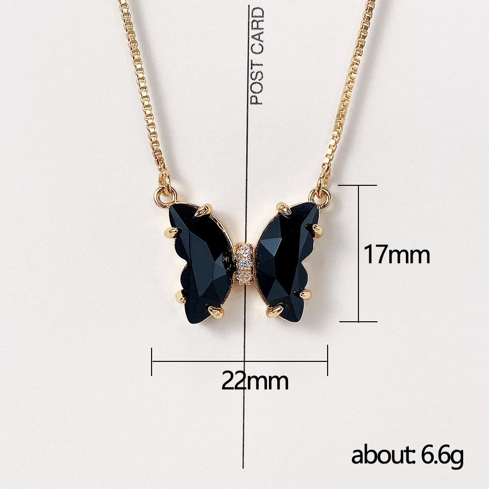 Fashion Butterfly Copper Inlay Crystal Necklace 1 Piece
