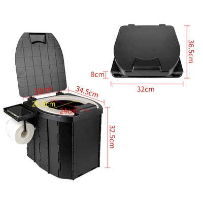 Pu Adult Mobile Toilet with Lid Car Toilet Camping Style Outdoor Baby Toilet Kidsren's Portable Foldableing Toilet (Kempinq və səyahət) - pu-seat-cushion-with-lid-toilet-bracket-trash-bag-storage-bag