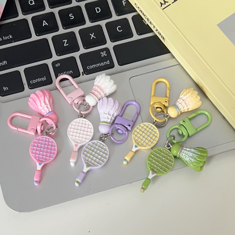 Creative Dopamine Badminton Racket Fun Keychain Cartoon Badminton Student School Bag Pendant Gift Accessories
