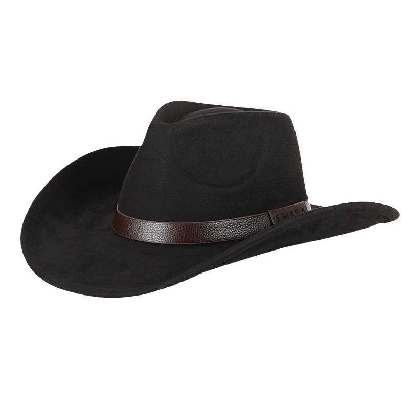 Sombrero de vaquero occidental Otoño e Invierno transfronterizo nuevo borde grande de gamuza cinturón Xizango sombrero de jazz al aire libre sombrero de fieltro al por mayor