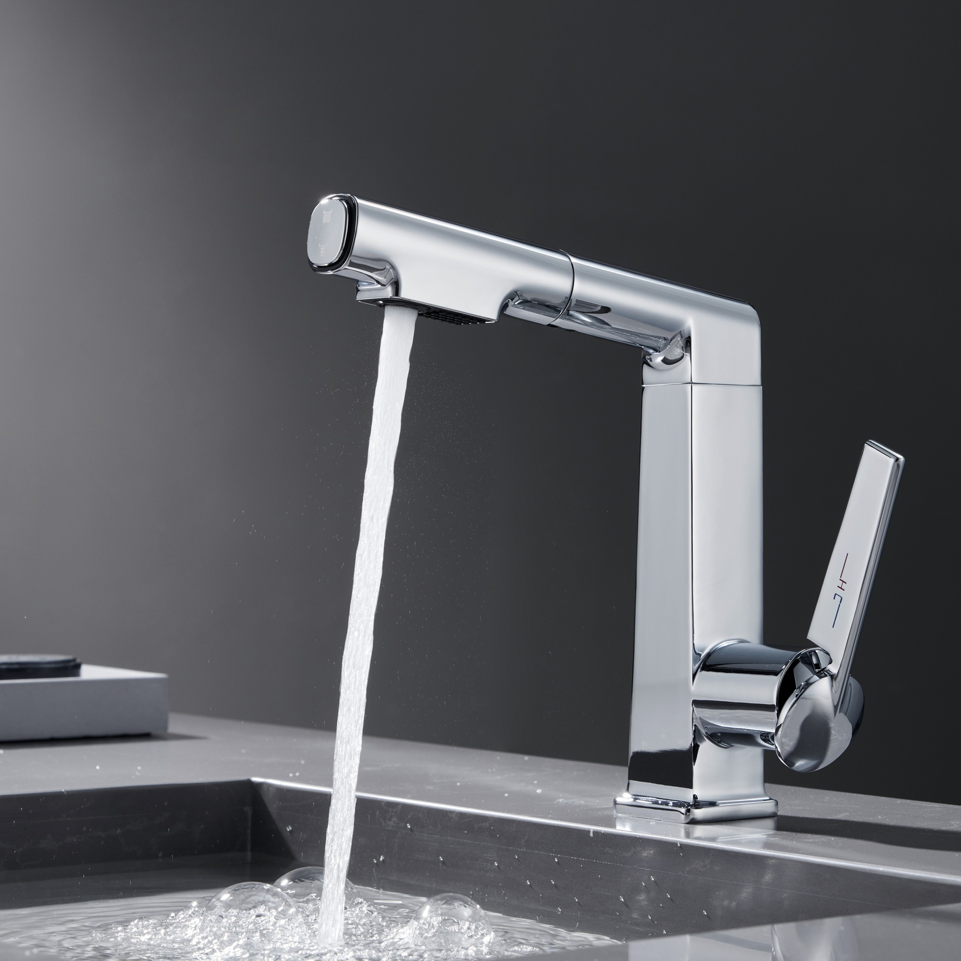 German quality black washbasin faucet, cold and hot, all-copper pull-out type with lifting and rotating under-sink for washing face and mouthwash undefined