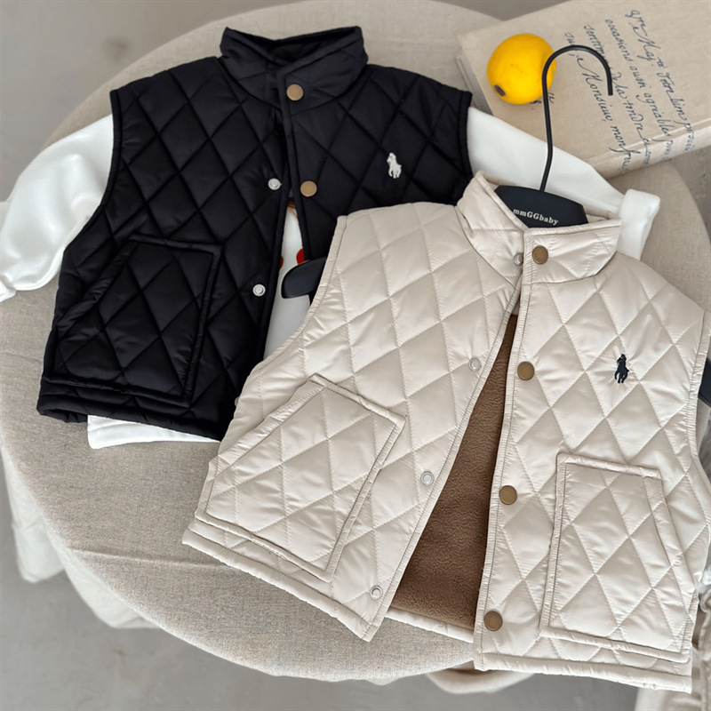 Chaleco infantil redondo para niños, chaqueta exterior, chaleco de rebeca para niños coreanos, chaleco sin mangas para niños de otoño e invierno, chaleco sin mangas, abrigo