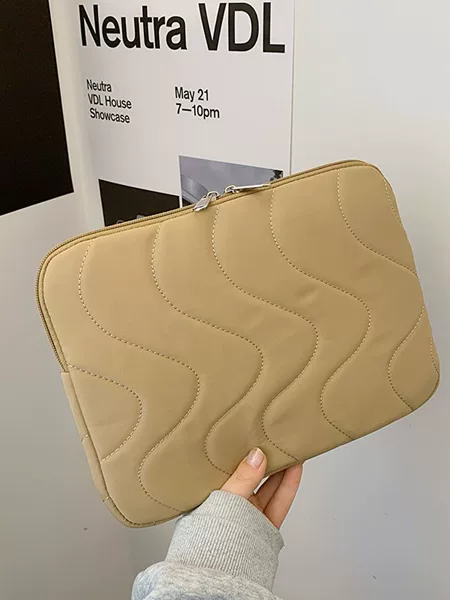 Wave Quilted Laptop Sleeve Bag, Simple Thickened Shockproof Tablet Protective Case, Portable Storage Computer Bag