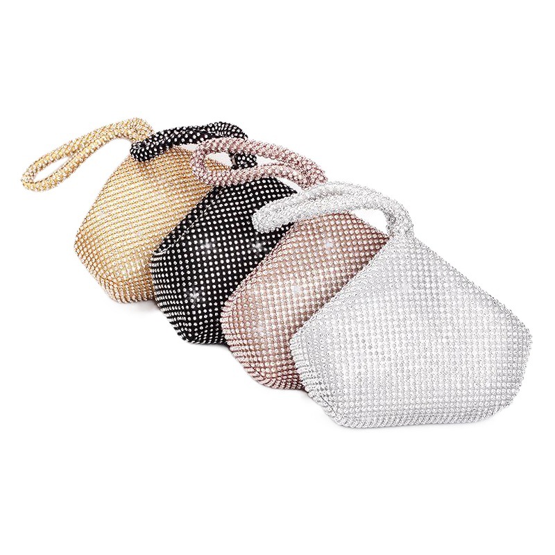 Bolso de noche de estilo europeo y americano de las mujeres incrustadas en diamantes Bolso transfronterizo de diamantes de imitación de moda bolso cosmético portátil mina bolsa