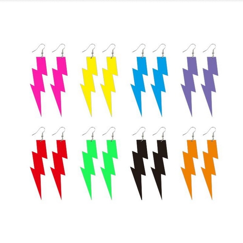 Amazon Cross-Border New Product Neon Earrings Retro Dance Party Costume Lightning Simple Everyday Versatile Earrings
