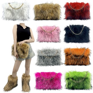 European and American Cross-Border Foreign Trade Women's Clutch Bag Amazon Retro Clutch Fluffy Large-Capacity Fur Clutch Bag