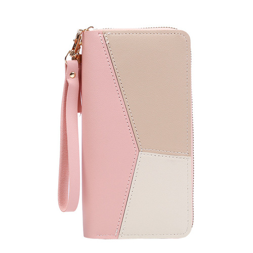  New Korean Style Wallet Women's Long Zipper Large Capacity Mobile Phone Bag Versatile Korean Style Splicing Clutch Bag Card Holder