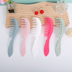 Plastic wide-tooth comb with encrypted teeth, factory wholesale hair styling comb, wide teeth with fine dense dark teeth comb