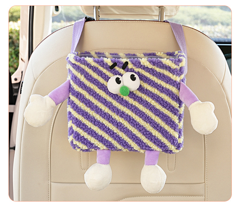 Dopamine Car Storage Bucket Cartoon Little Monster Car Trash Can Car Seat Back Hanging Storage Bucket Storage Box