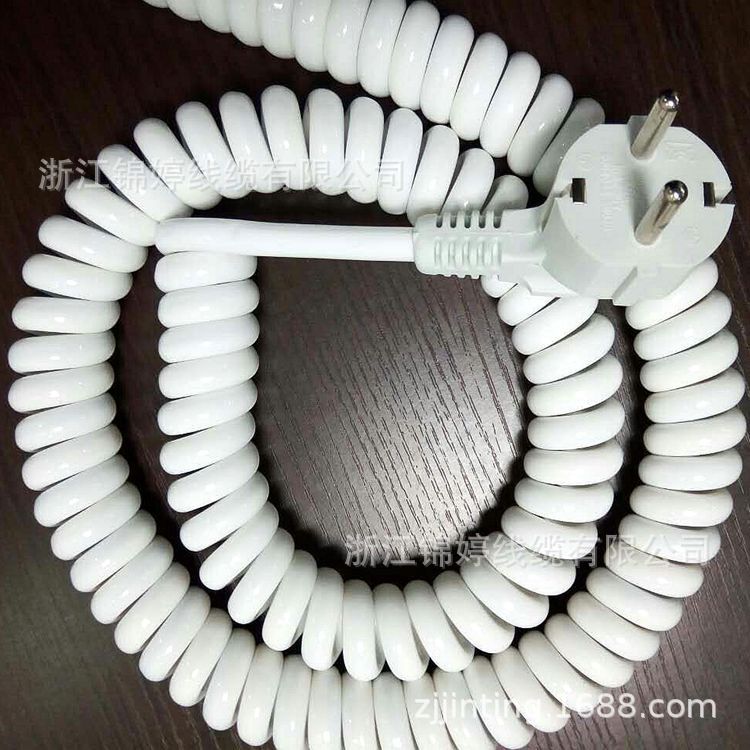 厂家批发KC认证16A韩国插头电源线 TPU弹簧线插头电缆线电饭锅