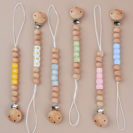 Maternal and Child supplies simple multi-color silicone letter pacifier chain pacifier clip anti-drop chain