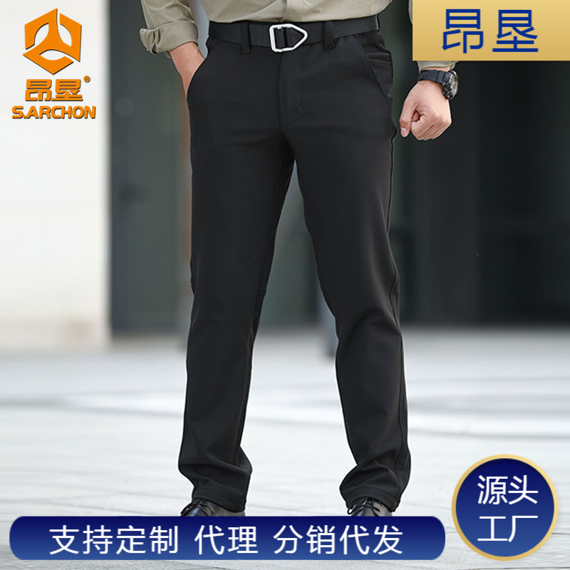 Angken Winter IX10 Fleece-Lined Tactical Pants, Winter Casual Pants, Men's Elastic Slim Fit Business Dress Pants, Outdoor Work Pants