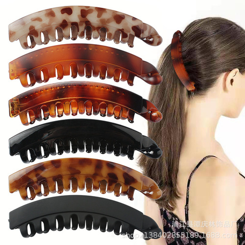 Cross-border source factory simple and fashionable vertical banana clip headwear ponytail buckle twist clip European and American style horizontal clip hairpin