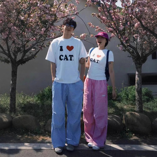 Summer Pure Cotton Short-Sleeved T-Shirts for Couples, Lazy Loose Niche Design Tops for Men and Women, Student Trendy Brand Class Uniforms