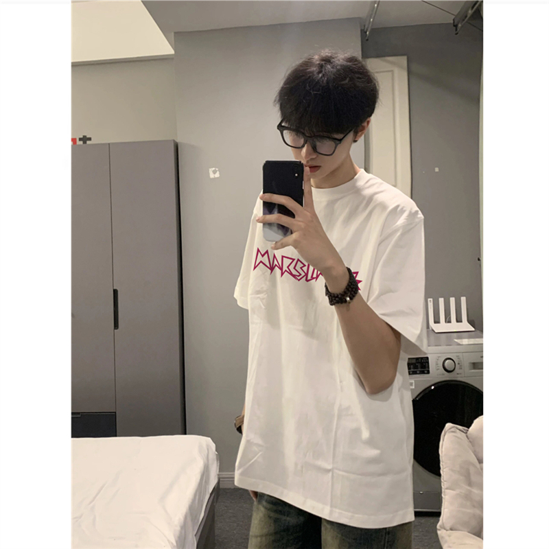 Heavyweight Pure Cotton High Street American Retro Straight Shoulder Short-Sleeve T-Shirt for Men, 2026 New Summer Loose Fit Couple's Half-Sleeve Top