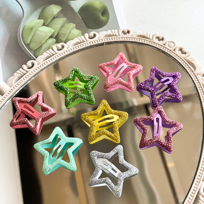 Cross-Border Colorful Glitter Dopamine Star Hairpin, Glitter Star Hair Accessory, Side Bangs Hair Clip for Women