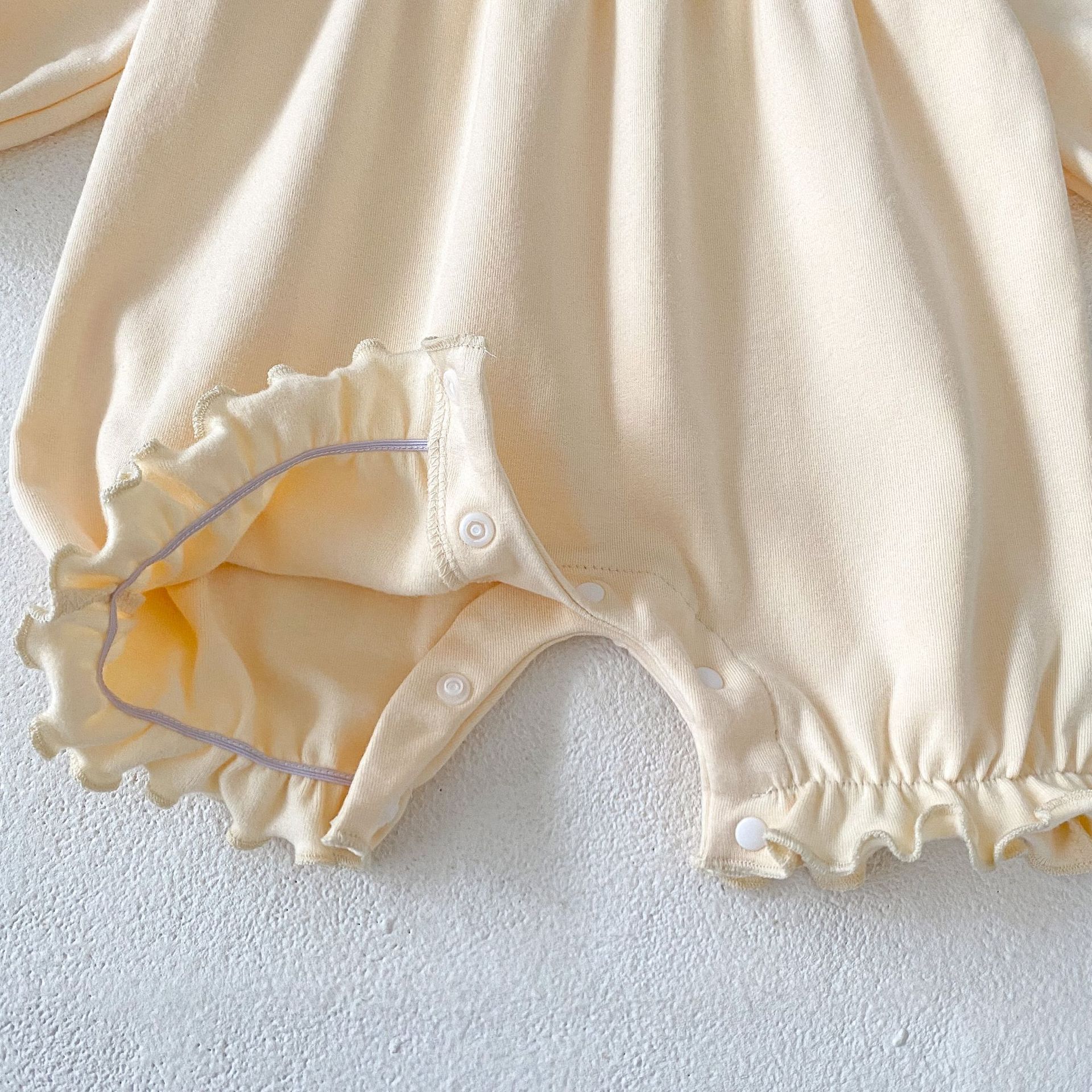 2024 Autumn New Baby and Girl Clothing Embroidered Small Lotus Leaf Collar Long Sleeve Loose Short Crawler jumpsuit_voghion.com