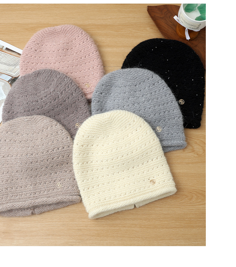 Autumn Winter Women Fashion Versatile Knitted Solid Color Head Wrap Warm Thickened Fleece Yarn Mom Hat_voghion.com