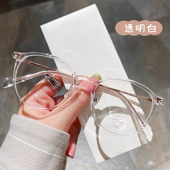 Coffee Cloud Latte Glasses for Men and Women, Similar to Xiaohongshu, with a Flat Nose Bridge, Equipped with Prescription, Anti-blue Light, Aspheric Lenses
