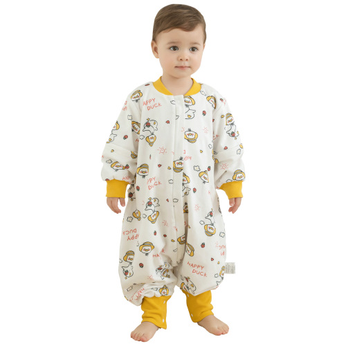 2024 baby sleeping bag spring and autumn double-layer pure cotton baby split-leg sleeping bag kindergarten children's air-conditioned room anti-kicking quilt