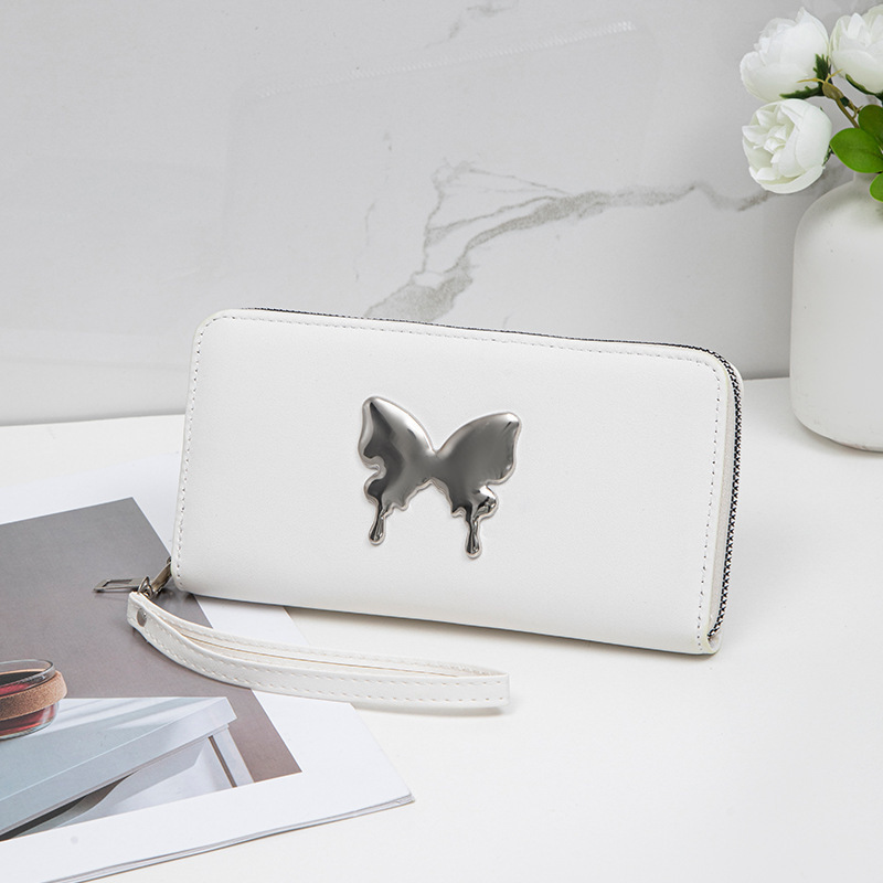 Nicho coreano 2024 mariposa metálica decoración PU material compacto exquisito lindo bolso de mano de mujer