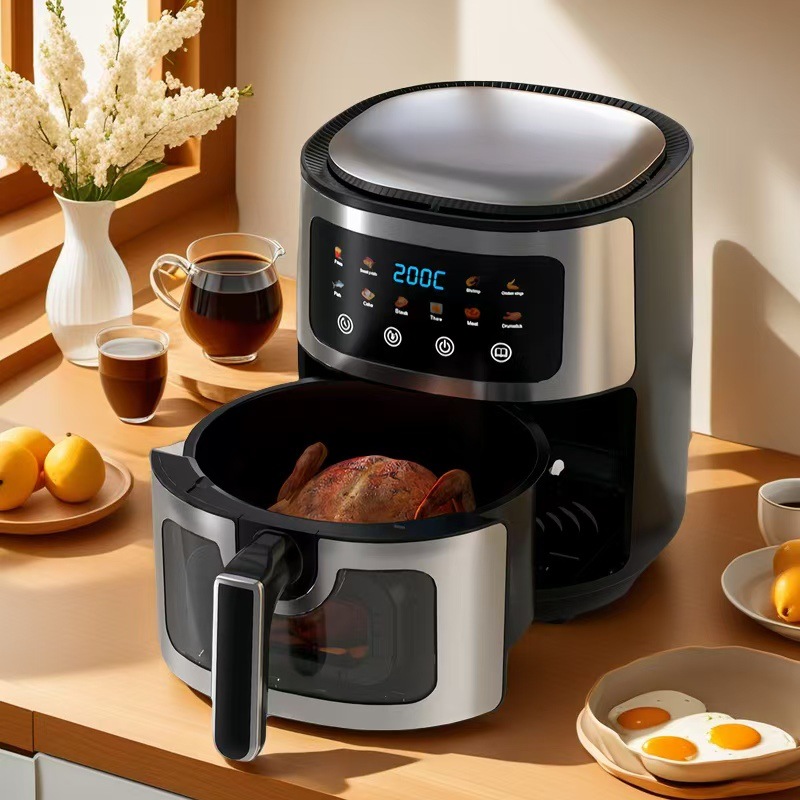Large-Capacity Visual Electric Fryer Stainless Steel Touch Screen 2026 Model Air Fryer for Home Use Visual Air Fryer