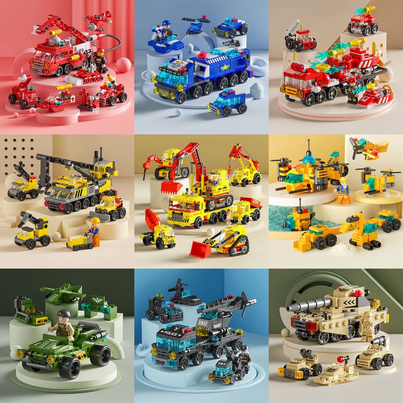 Compatible with LEGO car building blocks, military, fire, and police vehicle sets, engineering team toys, children's educational toys, small-particle building blocks Compatible with LEGO car building blocks, military, fire, and police vehicle sets, engineering team toys, children's educational toys, small-particle building blocks