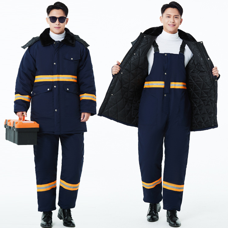 Cold Storage Cold-proof Long Strap Cotton-padded Jacket Cotton-padded Jacket Thickened Warm-keeping Refrigerated Crew Auto Repair Work Clothes Cold Storage Cold-proof Long Strap Cotton-padded Jacket Cotton-padded Jacket Thickened Warm-keeping Refrigerated Crew Auto Repair Work Clothes